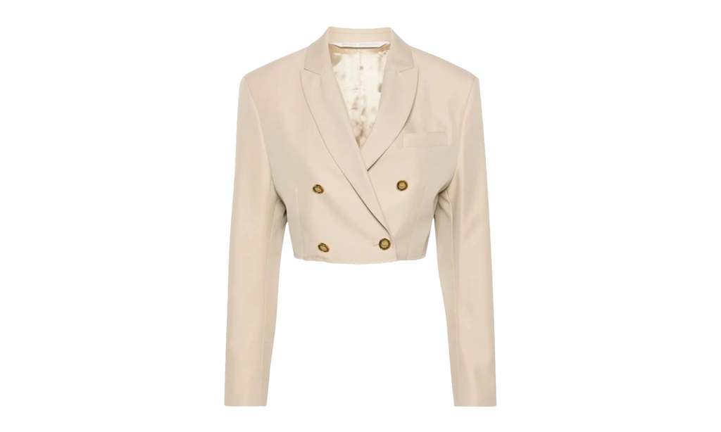 Double Breasted Cropped Blazer "Cream" PWEN032S24FAB001