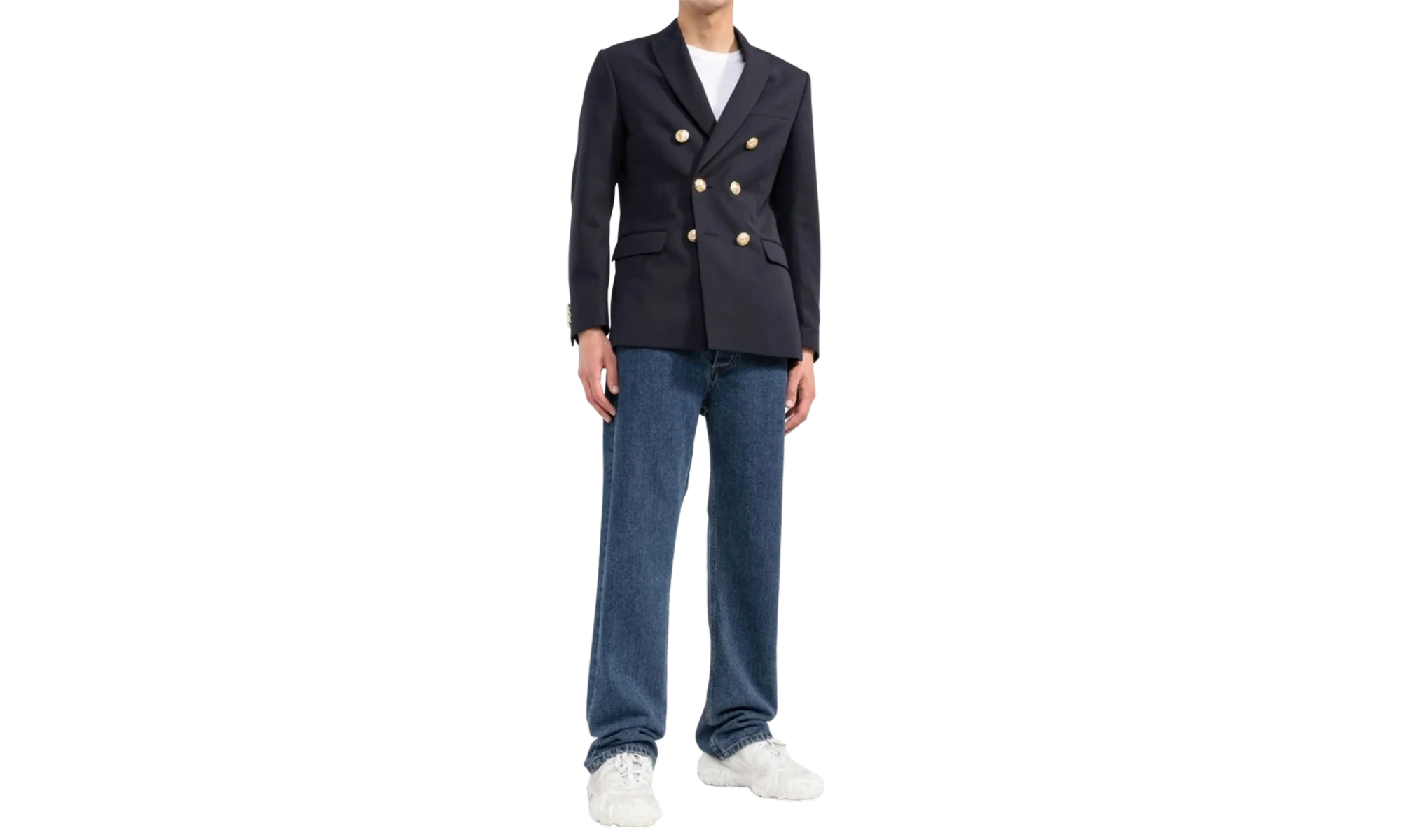 Embroidered Double Breasted Blazer "Navy" PMEN023S22FAB0014676