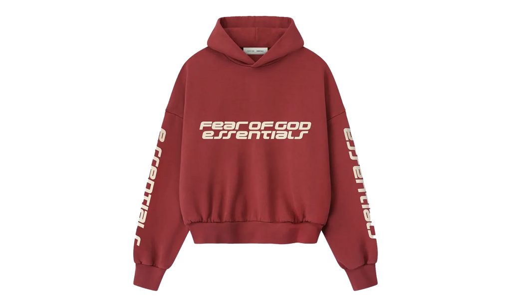 Cropped Relaxed Pullover Hoodie "Crimson" 192HO256901F