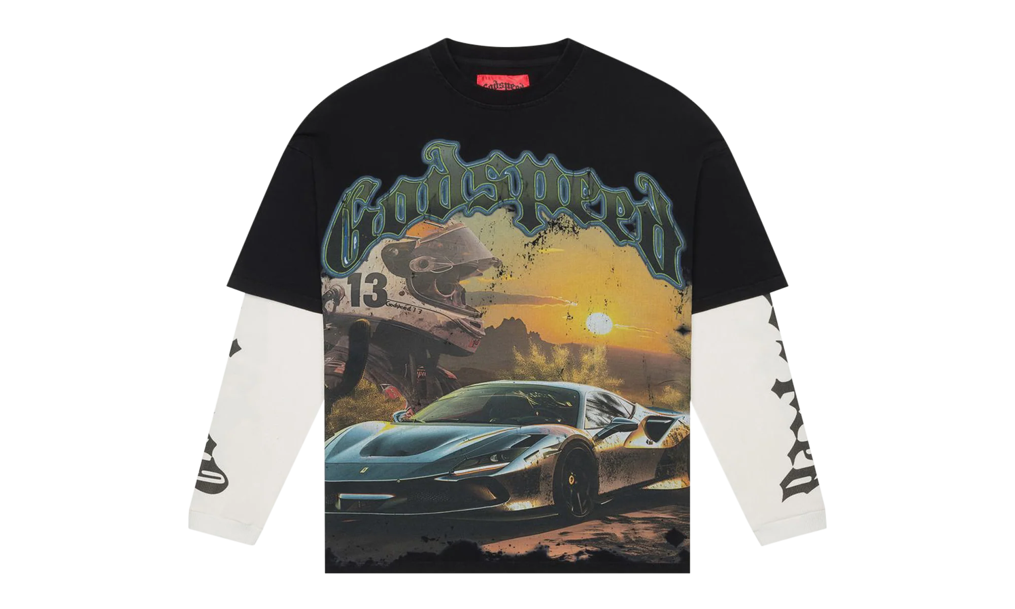 Sunset Drift Layered L/S T-shirt "Black Wash" 9LDNZ5NF
