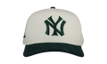 9FIFTY New York Yankees A Frame Snapback Hat "Off White / Green - Corduroy Visor" NE287