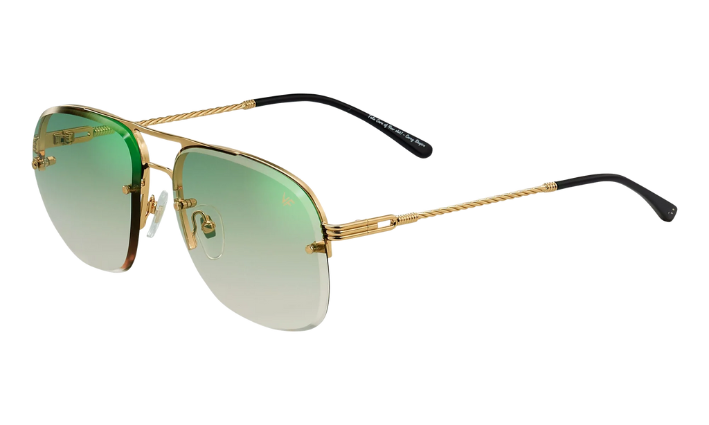 Snatch Bevel Rimless Drill Mount 18KT "Yellow Gold / Pastel Green Gradient Flash Gold" DMSN2 0003 48C3