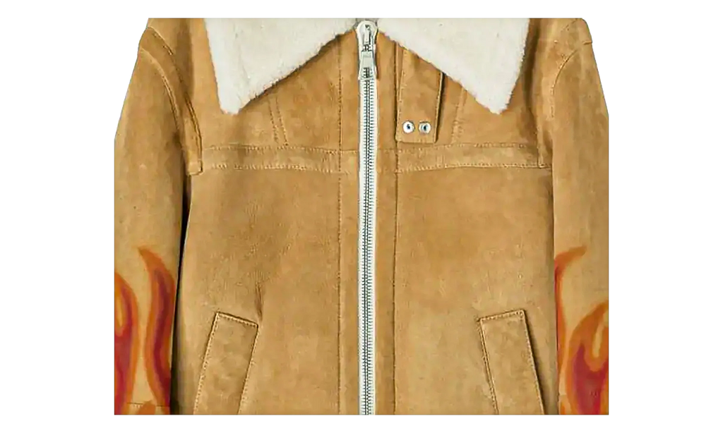 Burning Flames Sherling Trucker Jacket "Beige" PMJA012F22LEA0011725