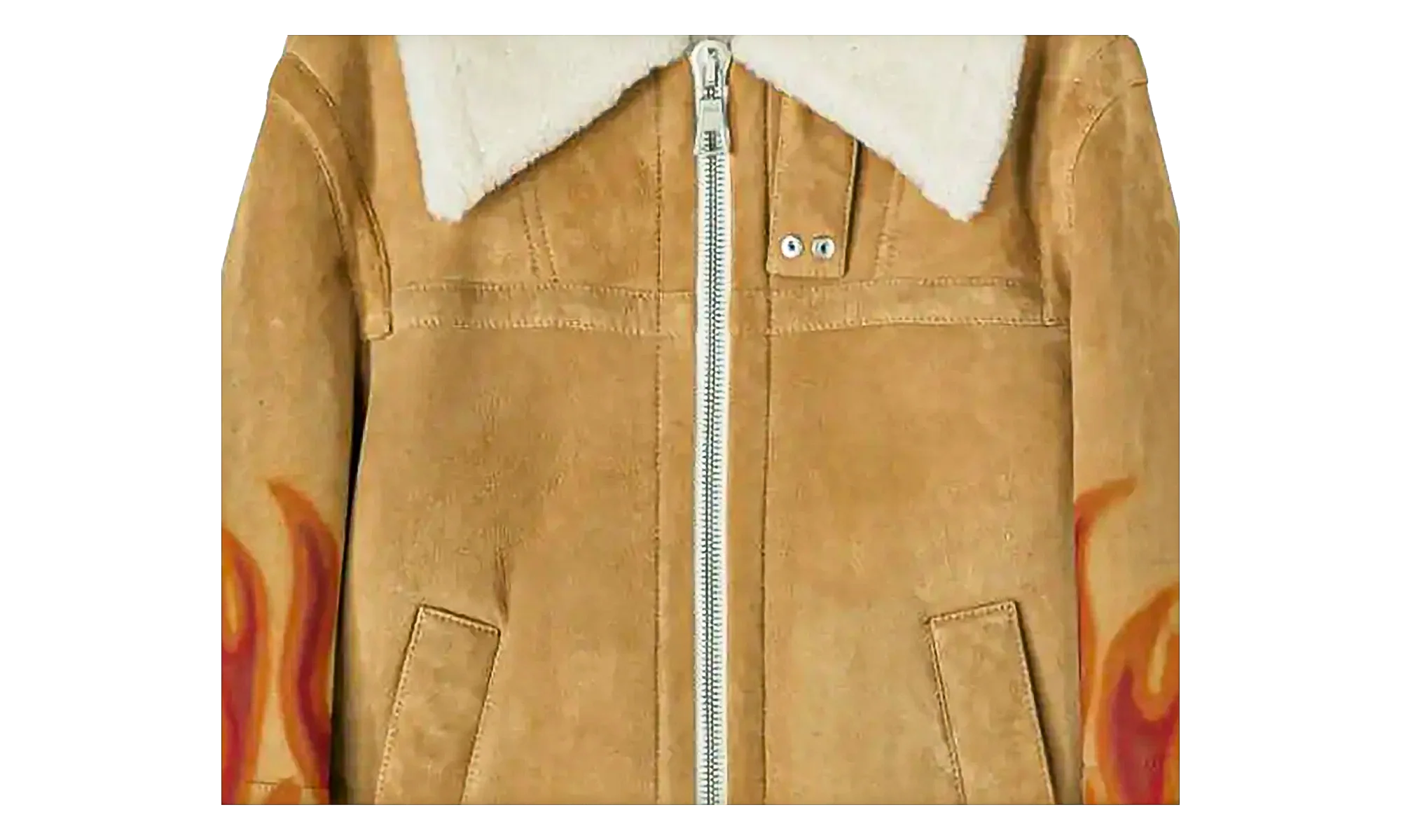 Burning Flames Sherling Trucker Jacket "Beige" PMJA012F22LEA0011725