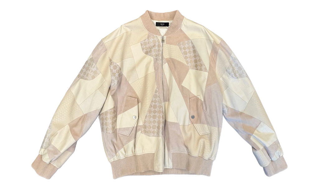 Leather Patch Oversize Bomber Jacket "Alabaster" AMOUJA1073 271