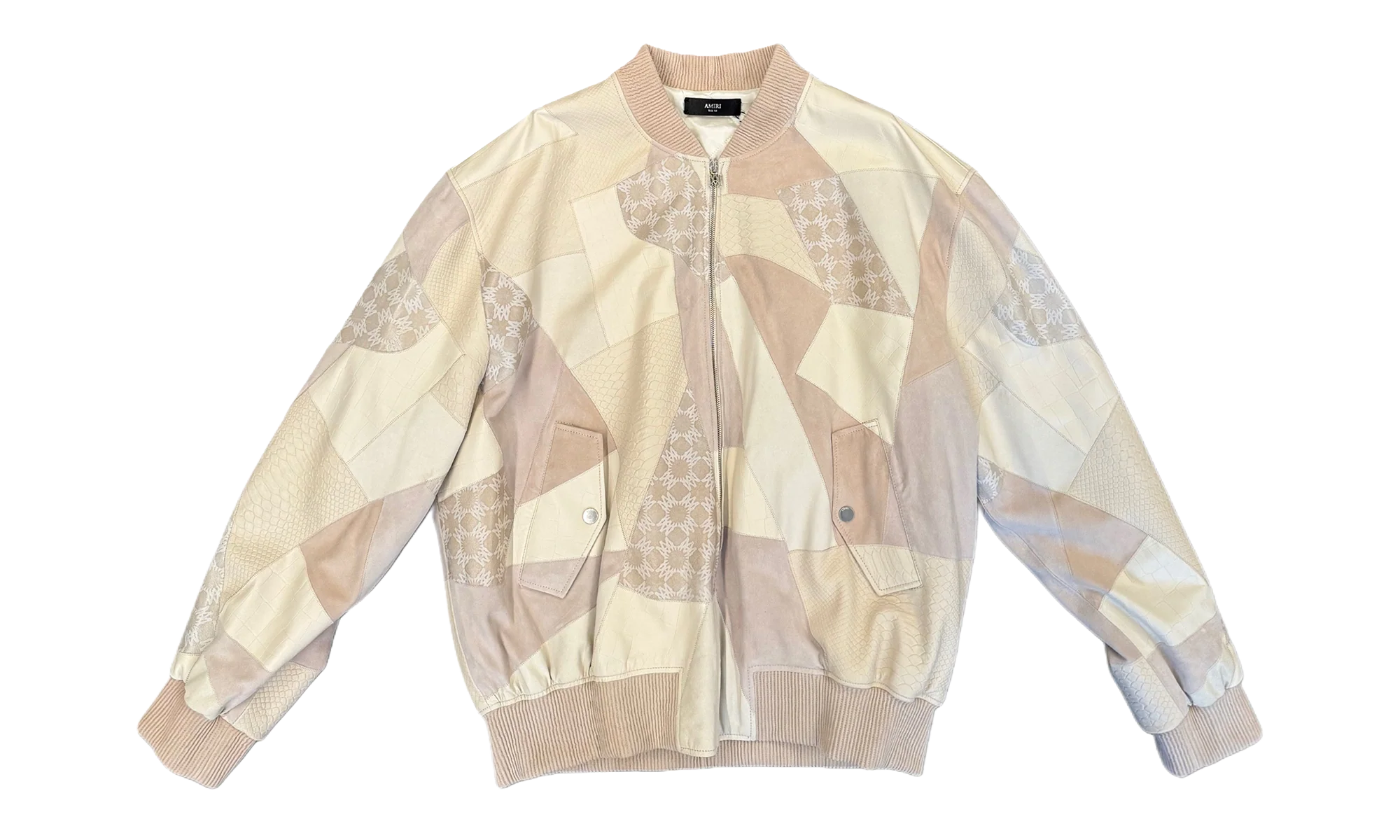 Leather Patch Oversize Bomber Jacket "Alabaster" AMOUJA1073 271