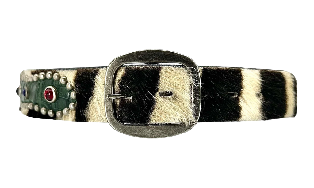 Reptile Studded Fur Belt "Black" GDRSFBB