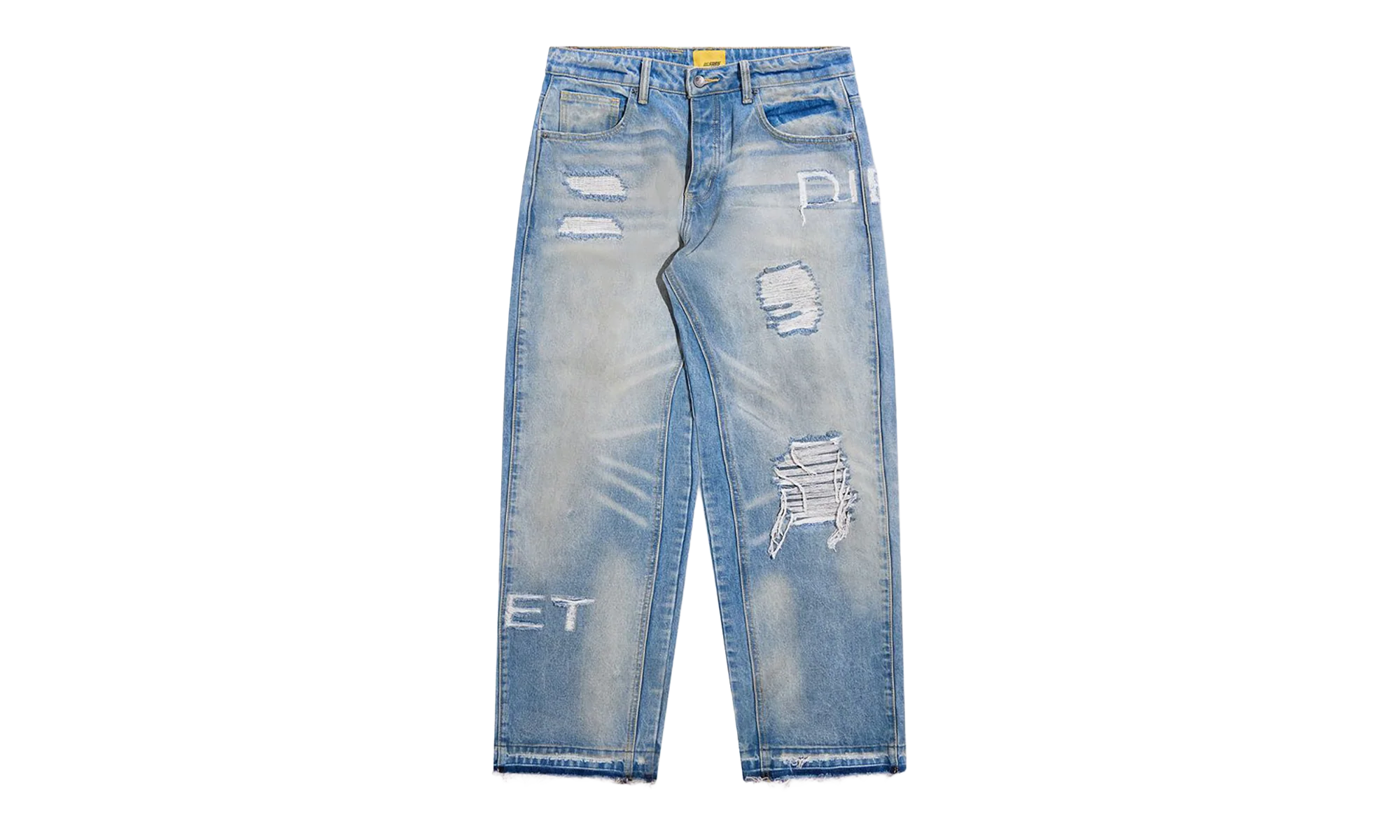 Distressed Stencil Denim "Washed Indigo" DSM S26 068