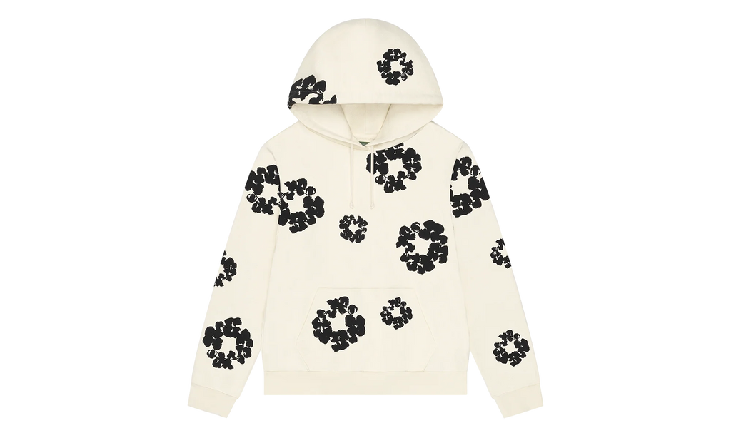 Black Cotton Wreath Hoodie "Oatmeal" DT353