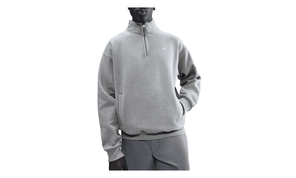 Solo Swoosh Fleece Quarter Zip Top "Dark Grey Heather / Light Smoke Grey / White" HV1094 063