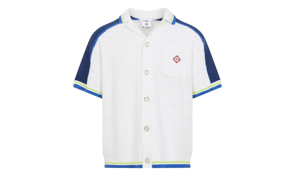 Tennis Cotton Crochet Shirt "White / Blue" MSS26KW131001