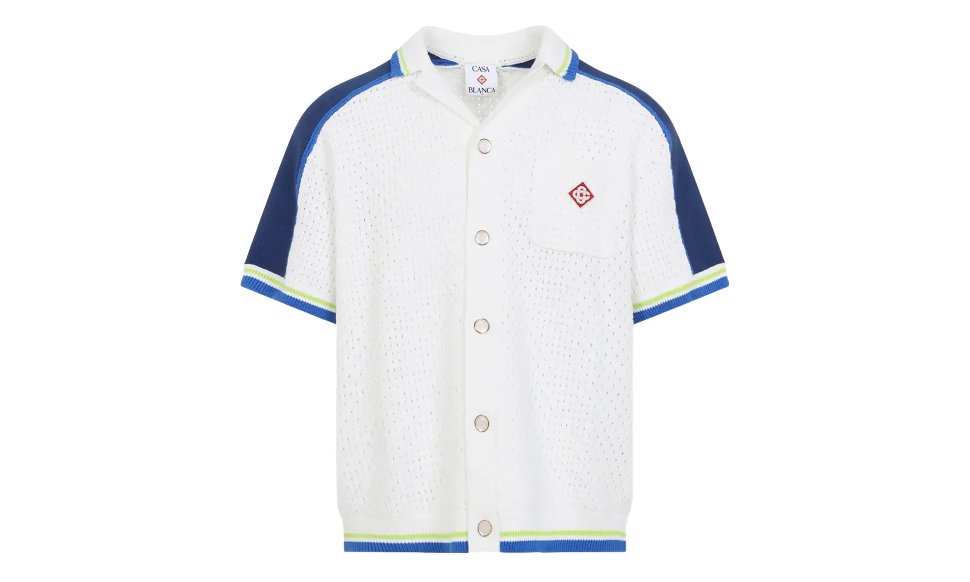 Tennis Cotton Crochet Shirt "White / Blue" MSS26KW131001