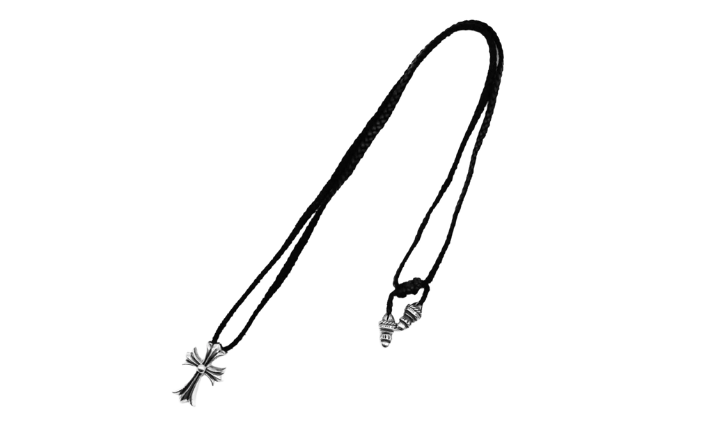 Cross Leather Braids Necklace "Silver" CHRM0909