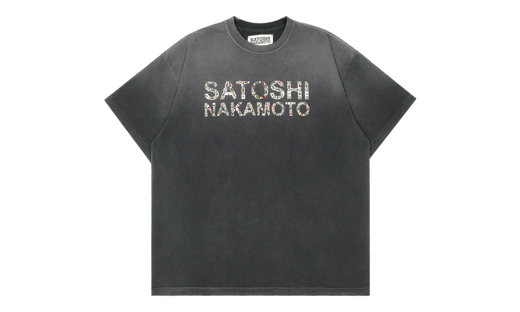 Pearl Studded Logo Tee "Washed Black" SAT006