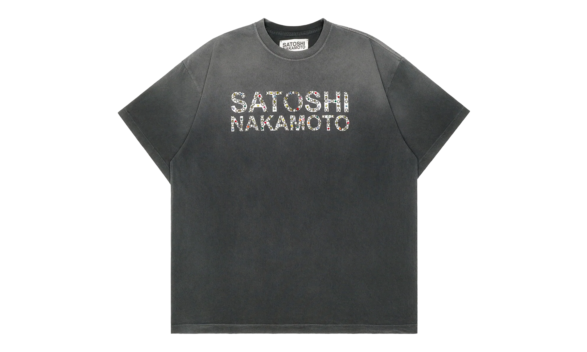 Pearl Studded Logo Tee "Washed Black" SAT006