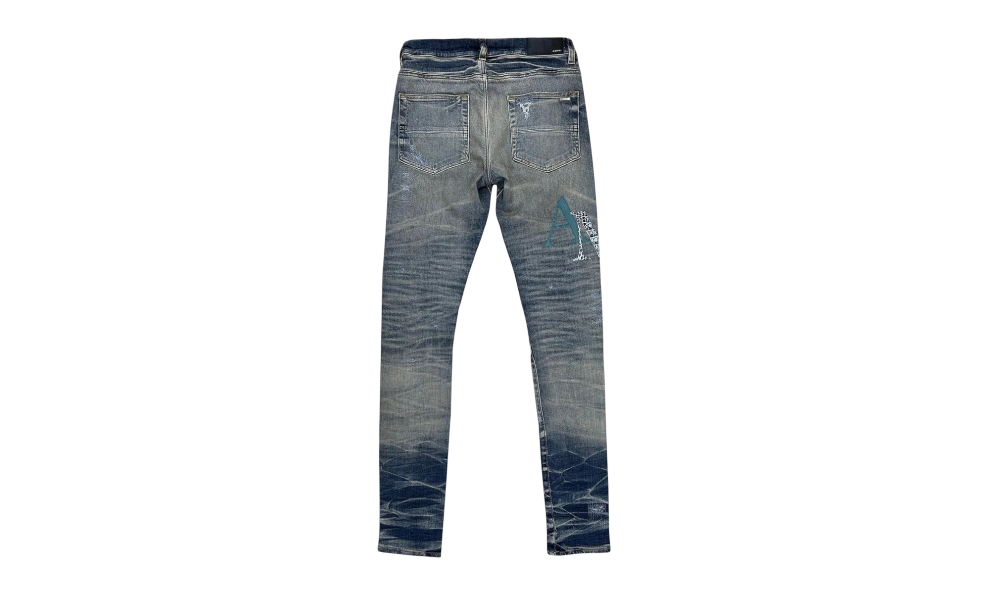 Leather Staggered Logo Jeans "Vintage Indigo Multi" AW23MDS021 875