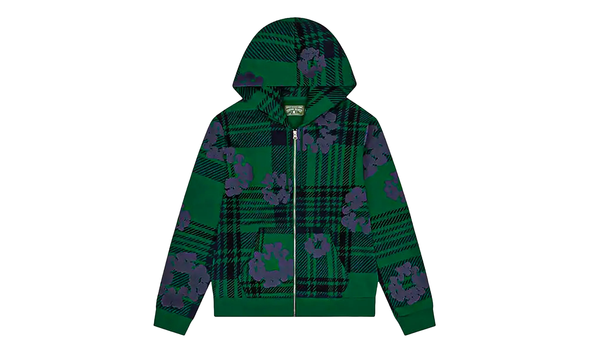 Plaid Cotton Wreath Zip Hoodie "Green" DT385