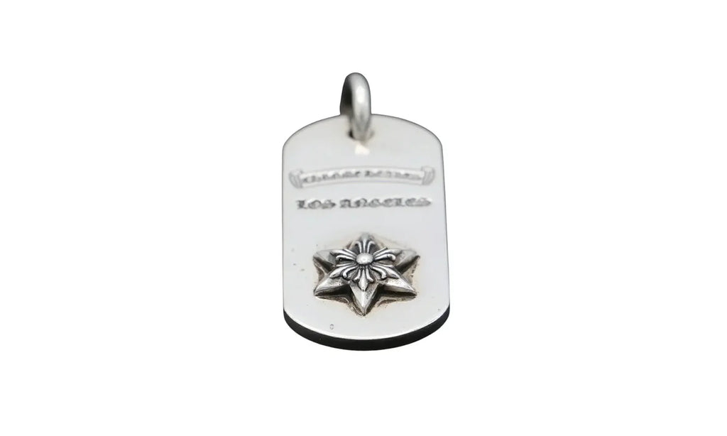 Raised star dog tag & Ball Chain "Los Angeles limited edition - Silver" CHRM0665