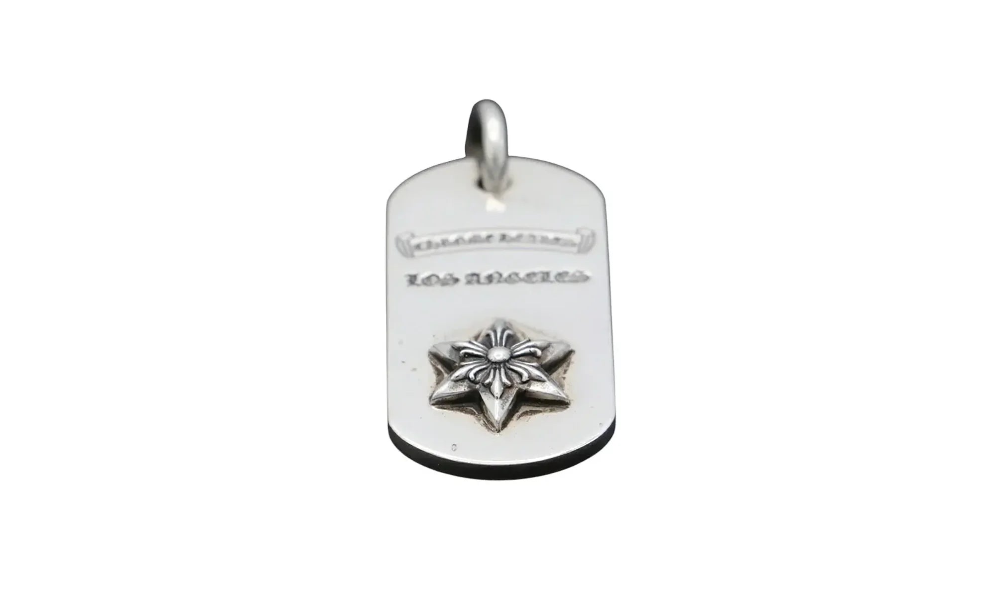 Raised star dog tag & Ball Chain "Los Angeles limited edition - Silver" CHRM0665