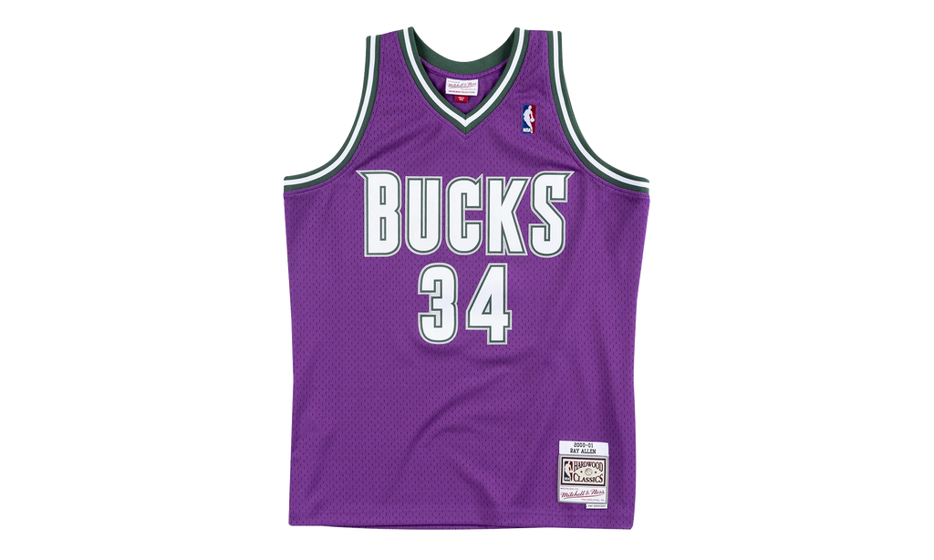 NBA Ray Allen Swingman Road Jersey "2000 Milwaukee Bucks - Purple" SMJYAC18014 MBUPURP00RAL