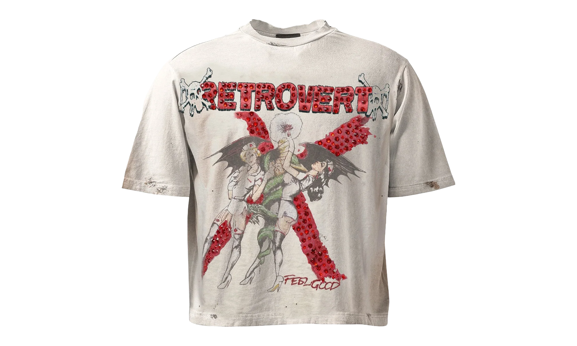Red Nurse Rhinestone Tee "White" RET021