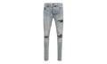 MX1 Black Leather Patch Jeans "Stone Indigo" PS23MDS009 765