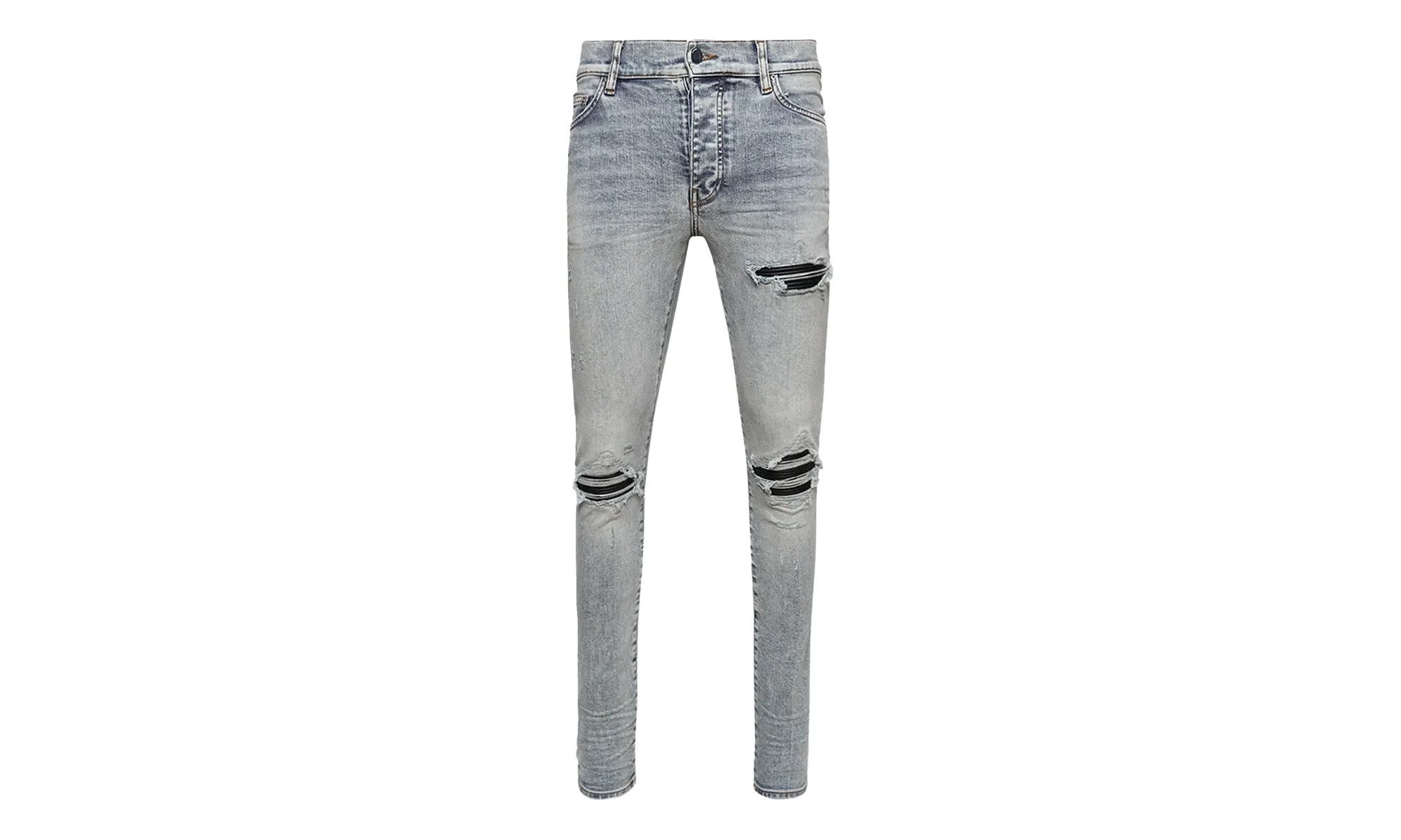 MX1 Black Leather Patch Jeans "Stone Indigo" PS23MDS009 765