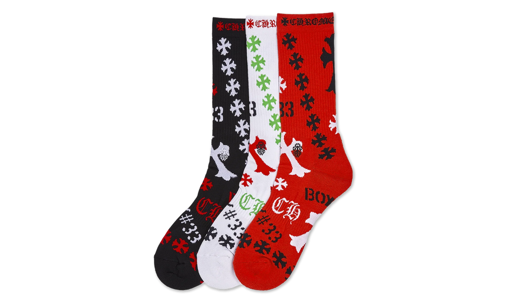 STENCIL SOCKS "Black / Red / White" CHRM0858