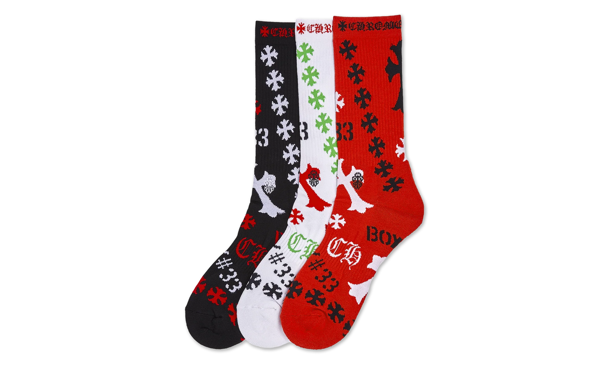 STENCIL SOCKS "Black / Red / White" CHRM0858