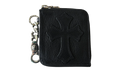 Leather Tiny Zip Cemetery Cross Patch Wallet "Black" CHRM1161
