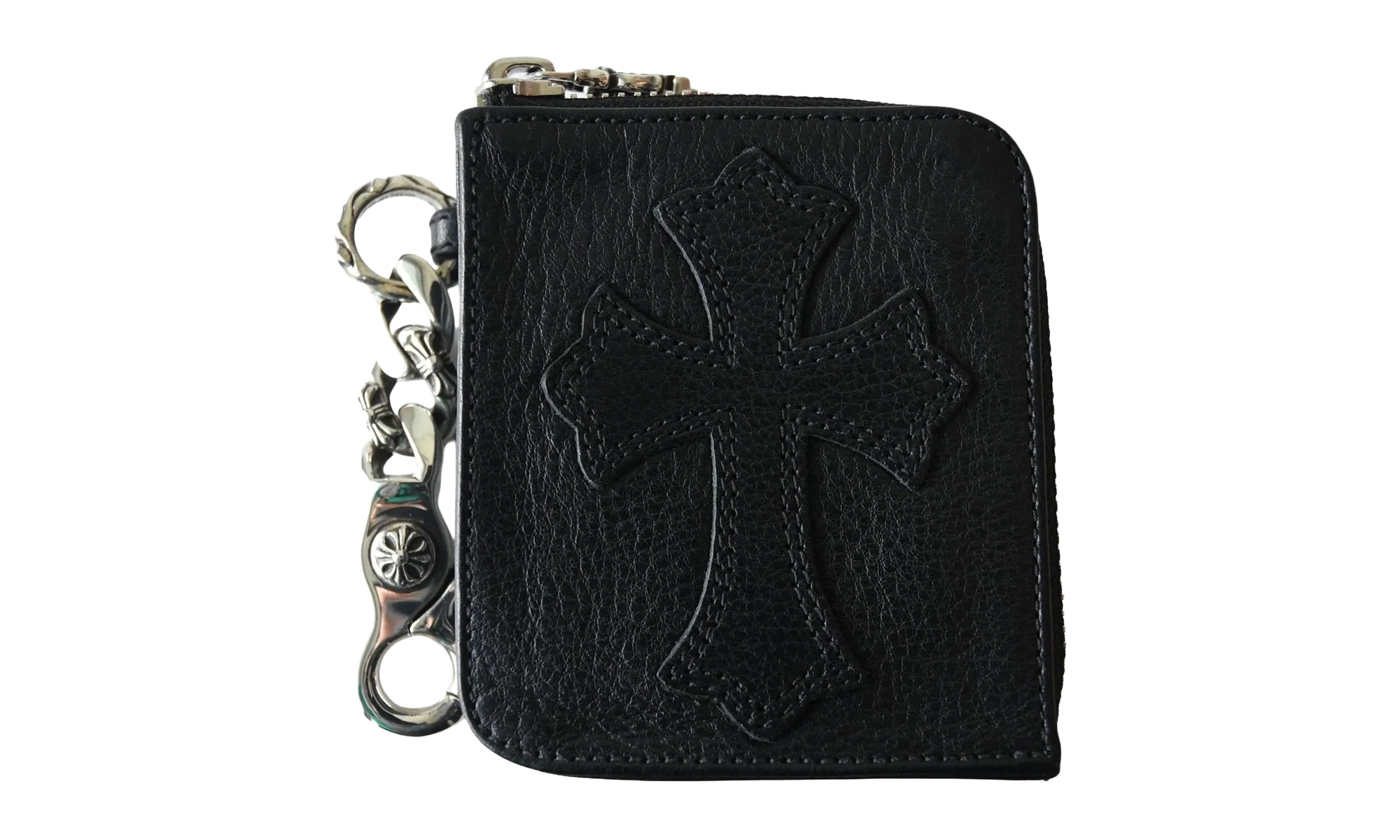 Leather Tiny Zip Cemetery Cross Patch Wallet "Black" CHRM1161
