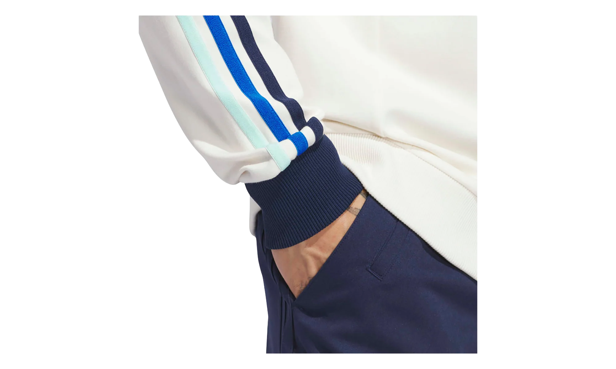 Originals 3-Stripes 1/4 Zip Sweatshirt "Chalk White / Night Indigo" KB8629