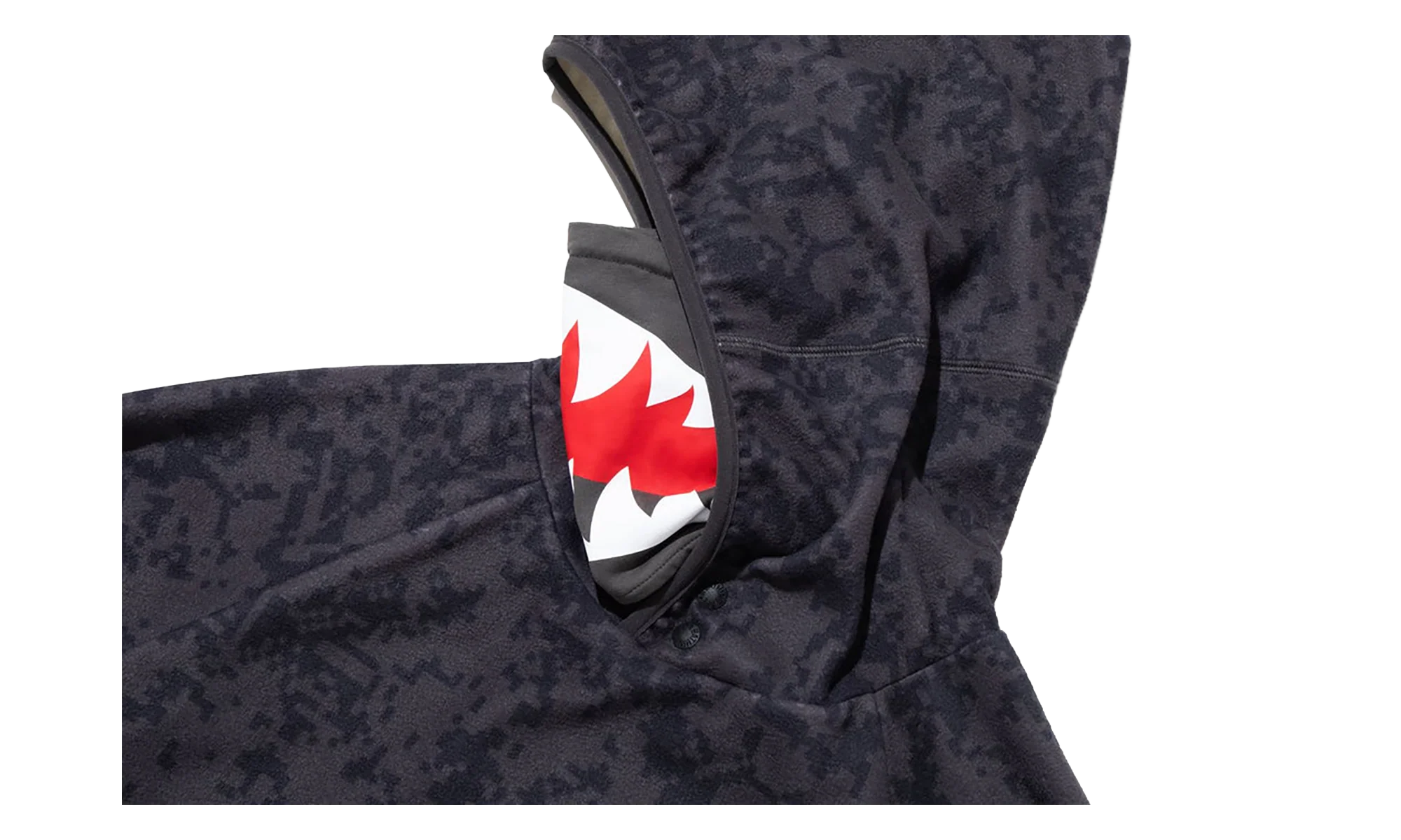 Kazuki Pixelate Camo Shark Relaxed Fit Pullover Hoodie "Charcoal" 1L83114901 CHARCOAL