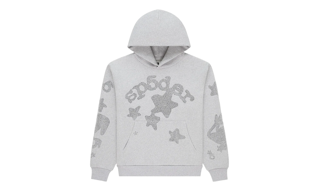 Rhinestone Beluga Hoodie "Grey" SP5der309