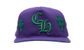 Embroidered Leather Cross Patch Baseball Hat "Purple / Green" CHRM0753