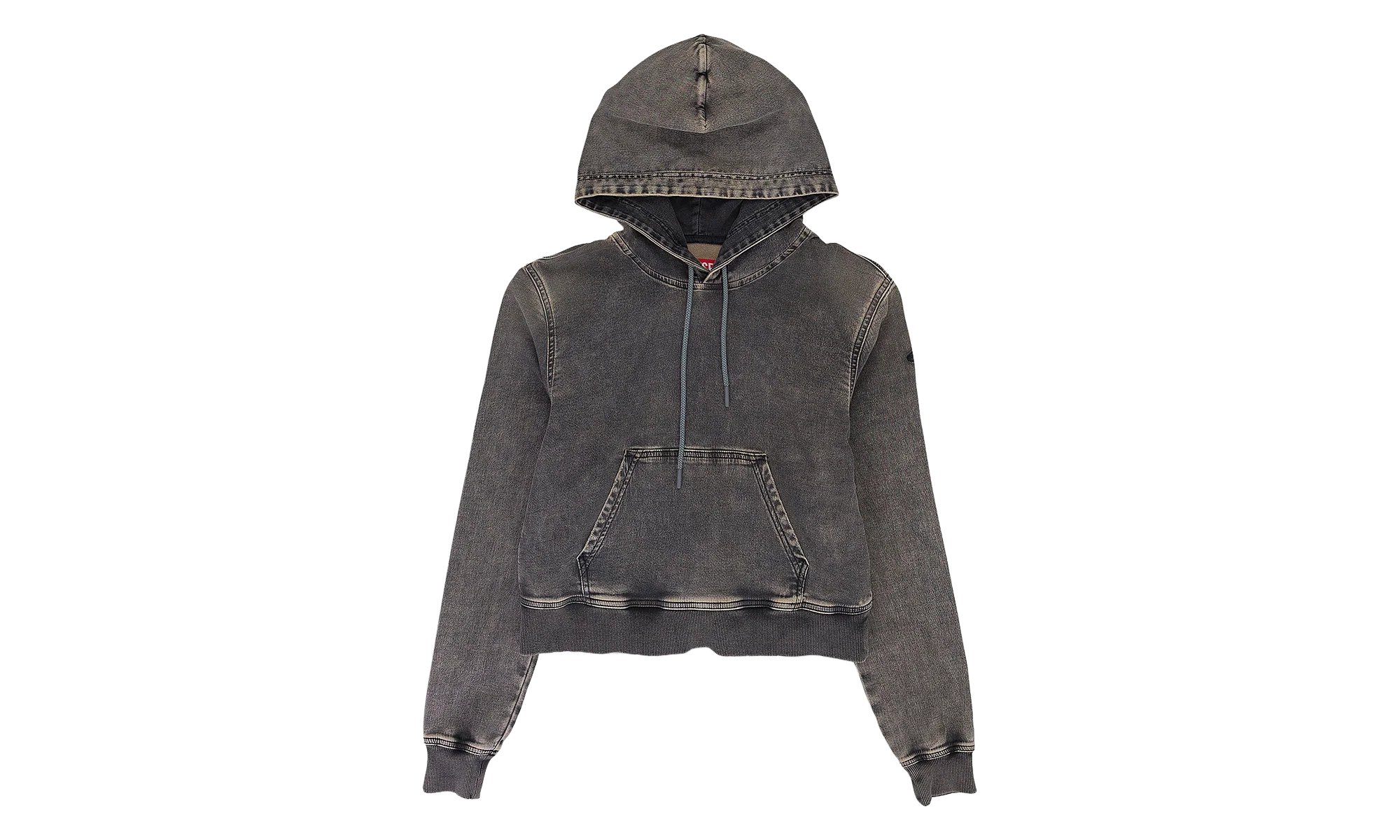D-Angy-Hood Track Cropped Denim Hoodie "Black" A12574 068HT 02