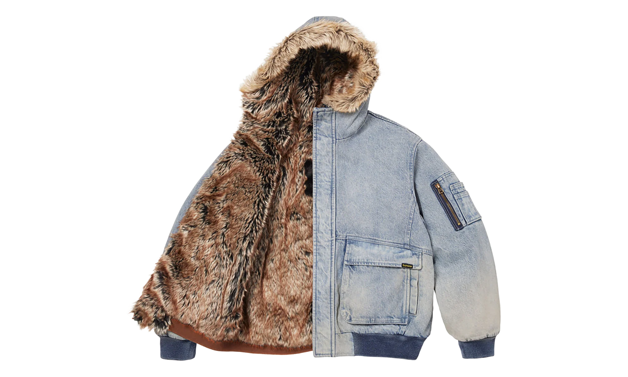 Reversible Faux Fur Hooded Work Jacket "SS26 - Denim" SU27009