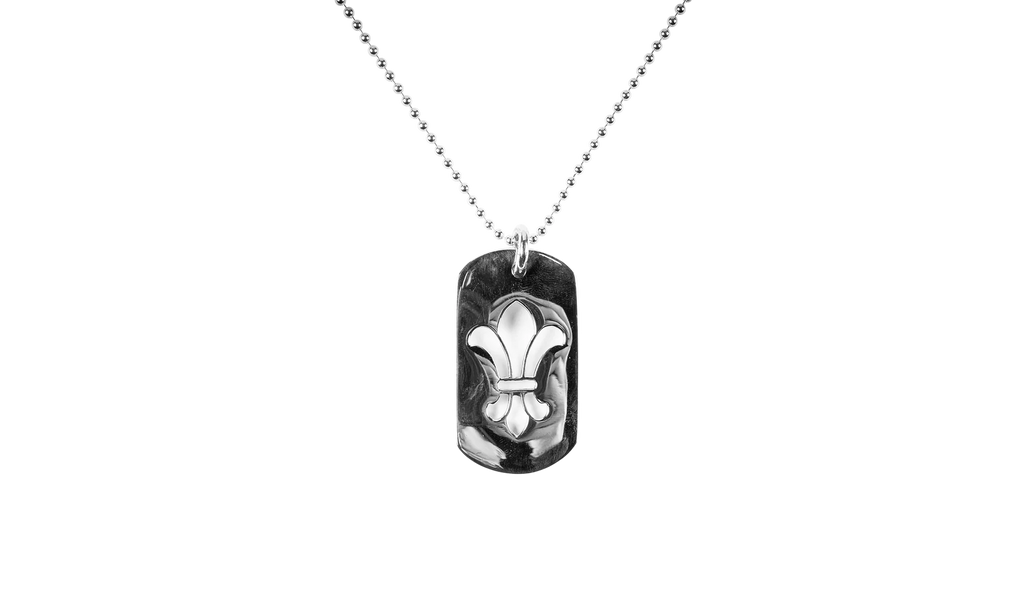 Fleur Dog Tag Pendant "Silver" CHRM0962