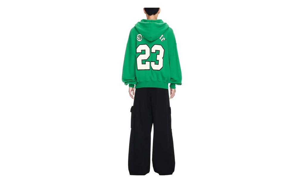 Varsity Print Cotton Hoodie "College Green" OMBB118S24FLE0055561