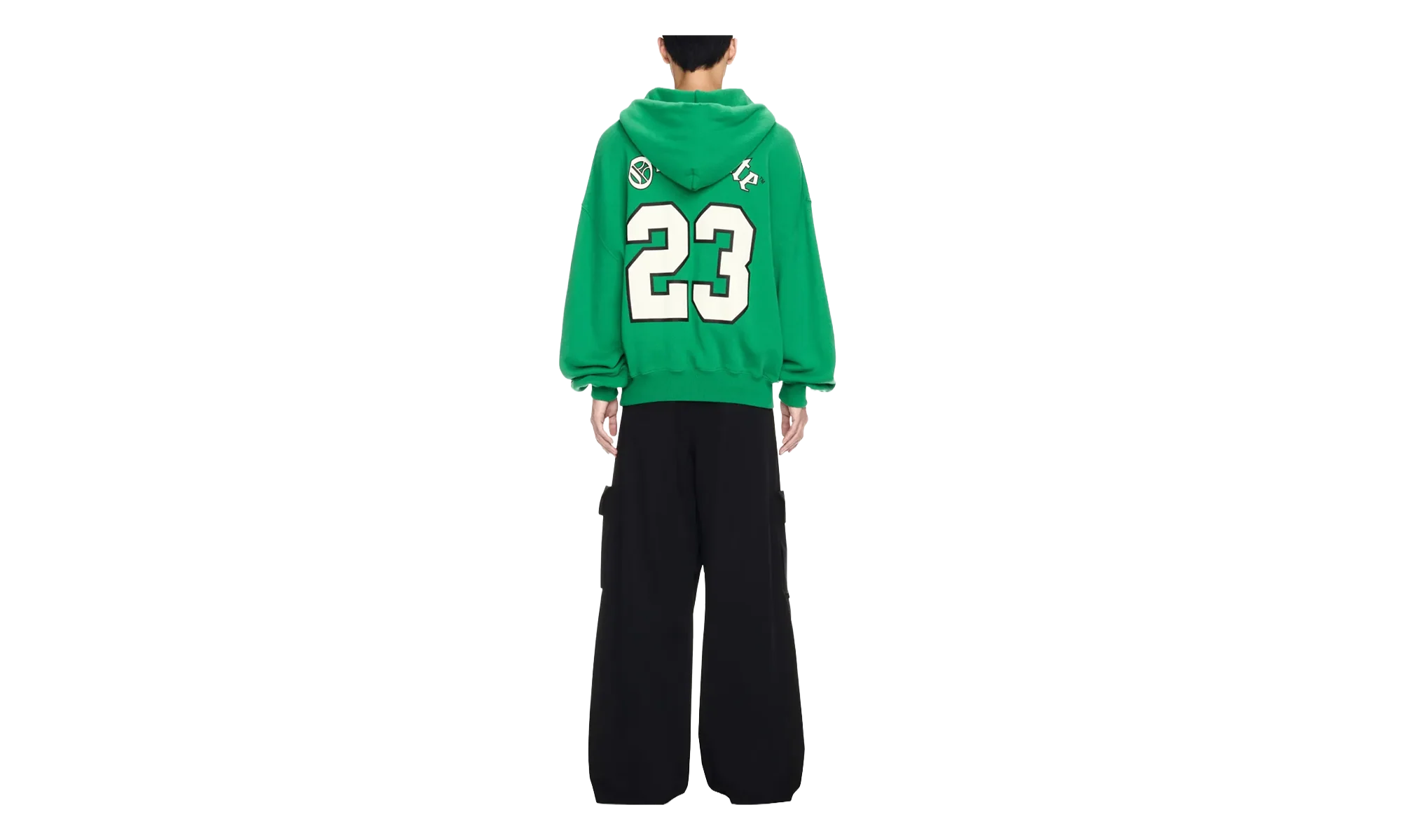 Varsity Print Cotton Hoodie "College Green" OMBB118S24FLE0055561