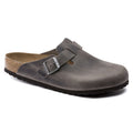 Boston Oiled Leather Soft Footbed Clog in Iron
