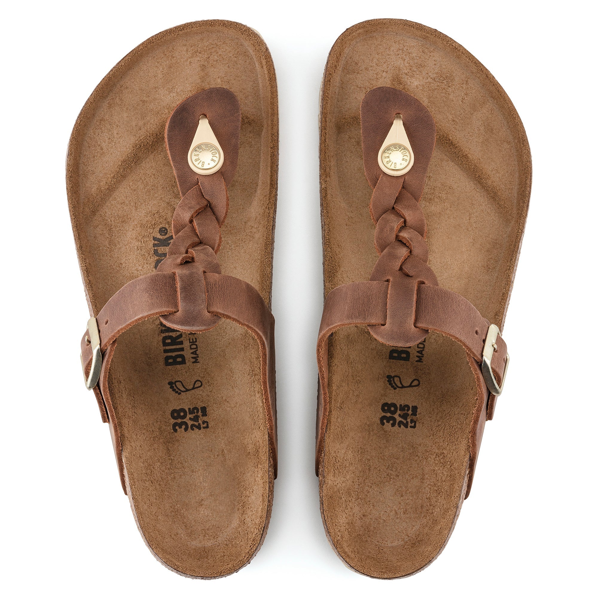 Gizeh Braid Oiled Leather Sandal in Cognac