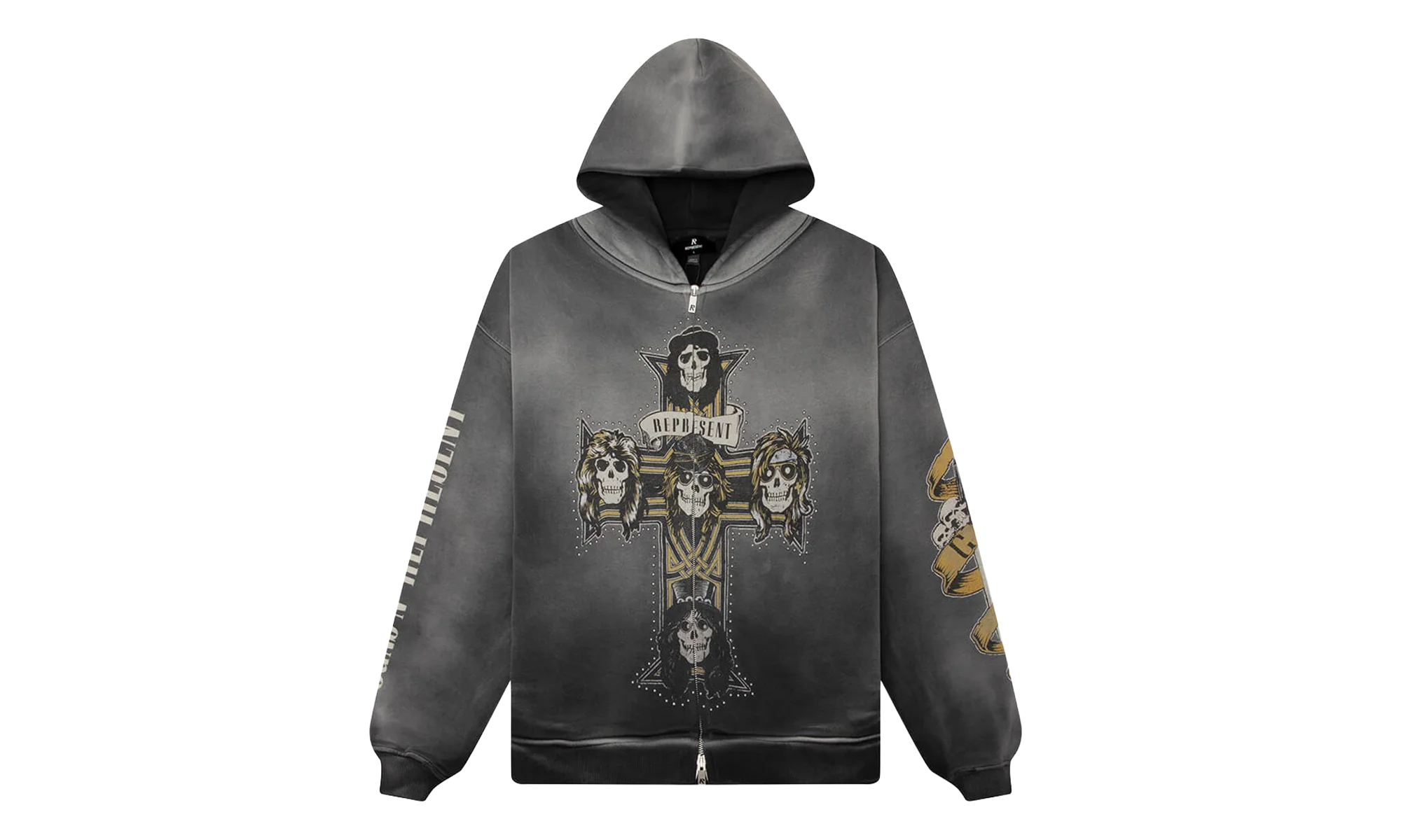 Represent Guns N' Roses Cross Zip Hoodie "Stained Black" MLM100760 04