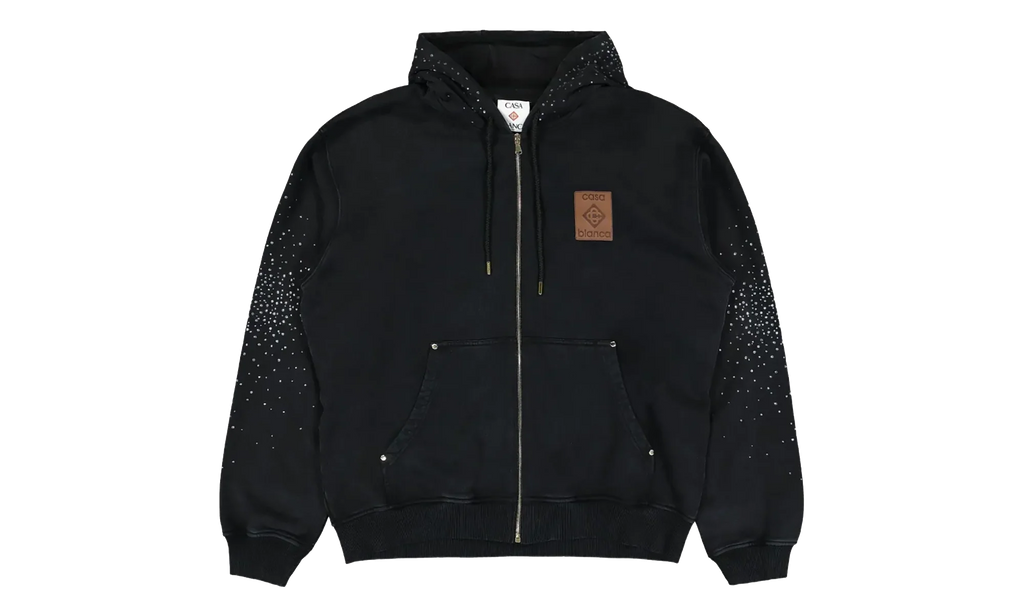 La Prémonition Crystal Embellished Zip Hooded Sweatshirt "Black" MS25 JTP 343 01