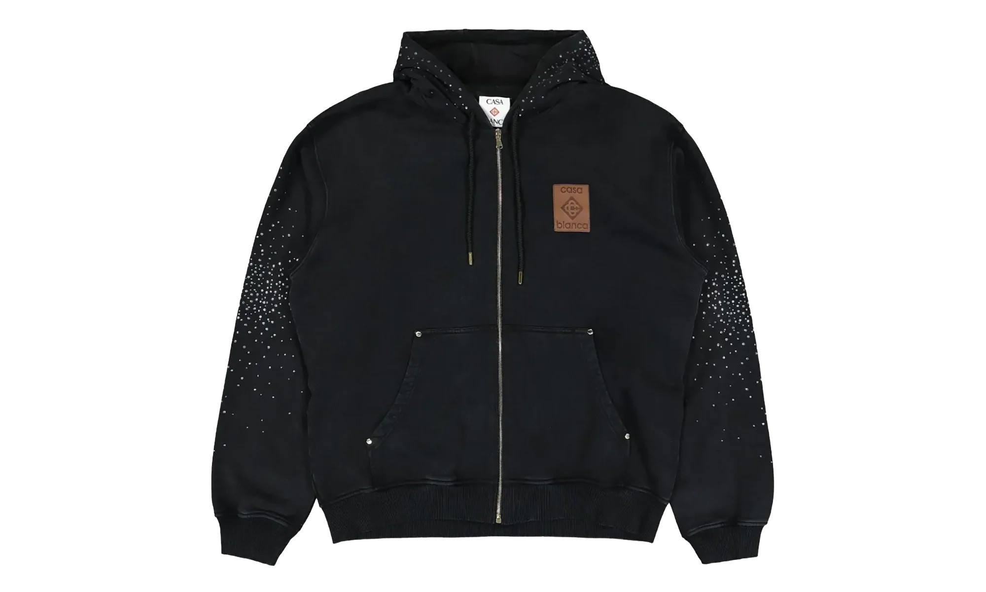 La Prémonition Crystal Embellished Zip Hooded Sweatshirt "Black" MS25 JTP 343 01