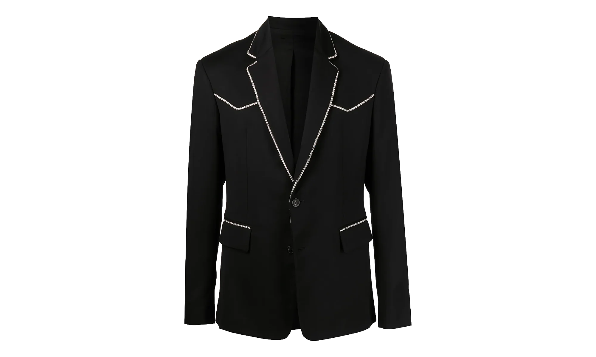 Crystal Trim Single Breast Jacket "Black" MJF017 001
