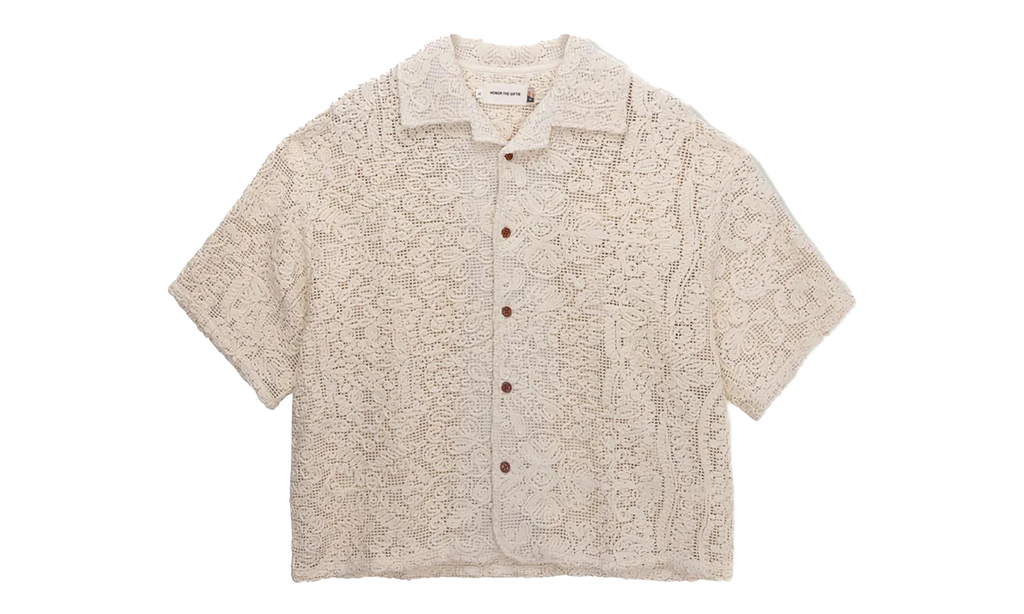 Mind Maze Crochet Camp Short-Sleeve Button Up "Natural" HTG260145 NAT