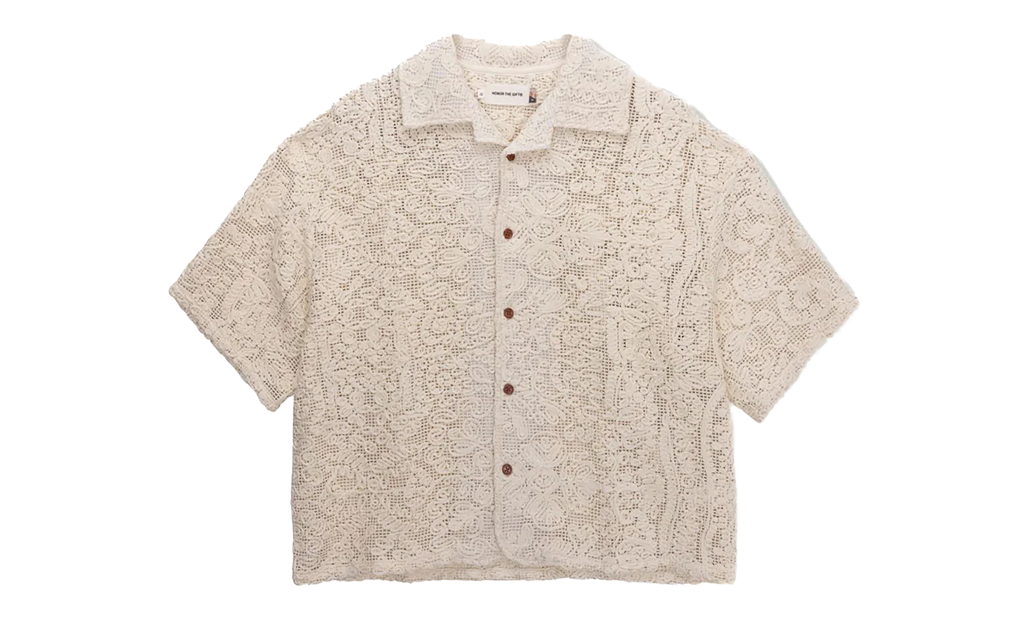 Mind Maze Crochet Camp Short-Sleeve Button Up "Natural" HTG260145 NAT