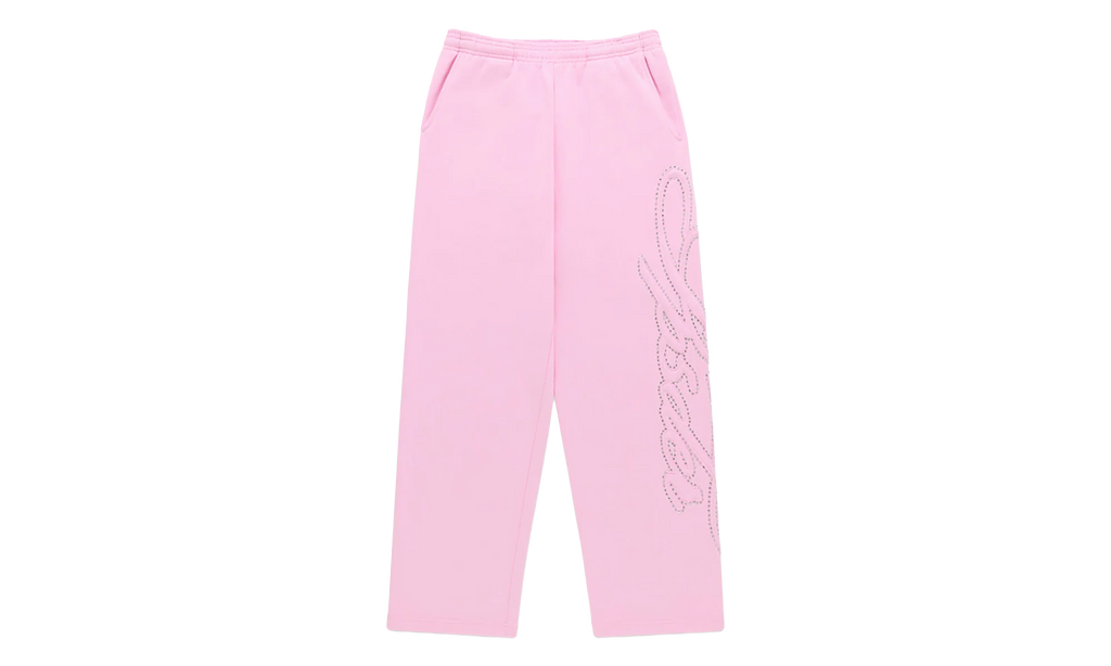 Rhinestone Script Wide Leg Sweatpants "Light Pink" SP5der350