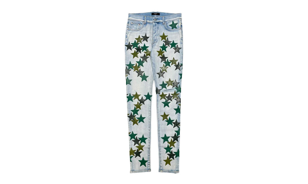 Leather Star Patch Jeans "Chemist - Light Indigo Green Multi" SS22MDS022 485